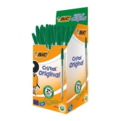 Bic Cristal Ballpoint Pen - Medium - Green - Pack of 50