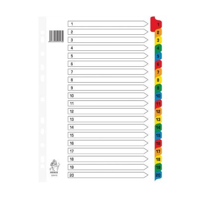 1-20 Indexed Dividers - A4 - Multicoloured