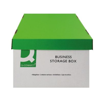 Business Storage Box - Green and White - Pack of 10