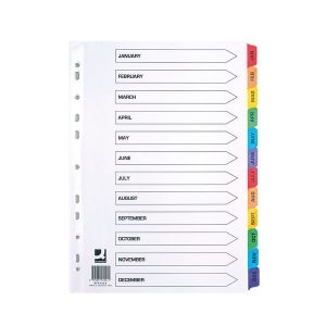Jan-Dec Indexed Dividers - A4 - Multicoloured