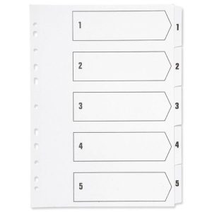 1-5 Indexed Dividers - A4 - White