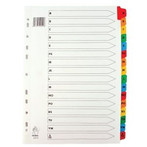 A-Z (16 Part) Indexed Dividers - A4 - Multicoloured