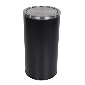 Swing Bin Brushed Steel - 38L - Black