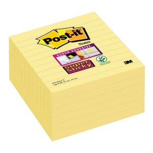 Post-it Super Sticky Lined - Canary Yellow - 101x101mm - Pack of 6