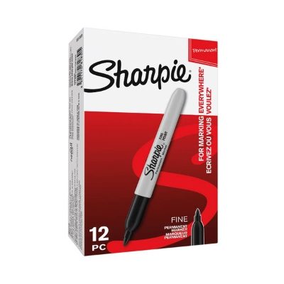 Sharpie Permanent Marker - Fine Black - Pack of 12