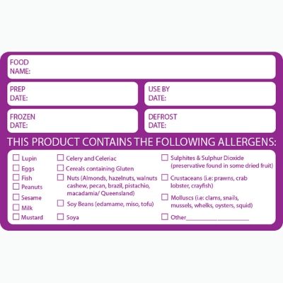 CA0109 - Allergen Alert Label