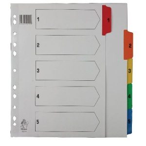 1-5 Indexed Dividers - A4 - Multicoloured
