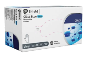 Shield Vinyl Gloves - Powder Free - Blue