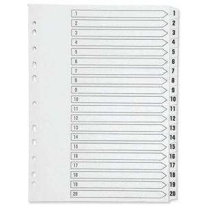 1-20 Indexed Dividers - A4 - White