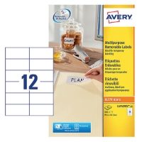 Avery White Removable Labels - 12 Per Sheet - Pack of 300